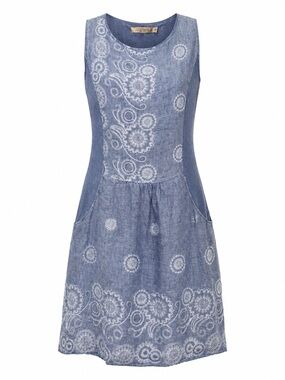 luisa perla linen dress Luisa Perla Women's Dress, Made in Italy, Blue Stripes, Size L, Brand New w/Tag